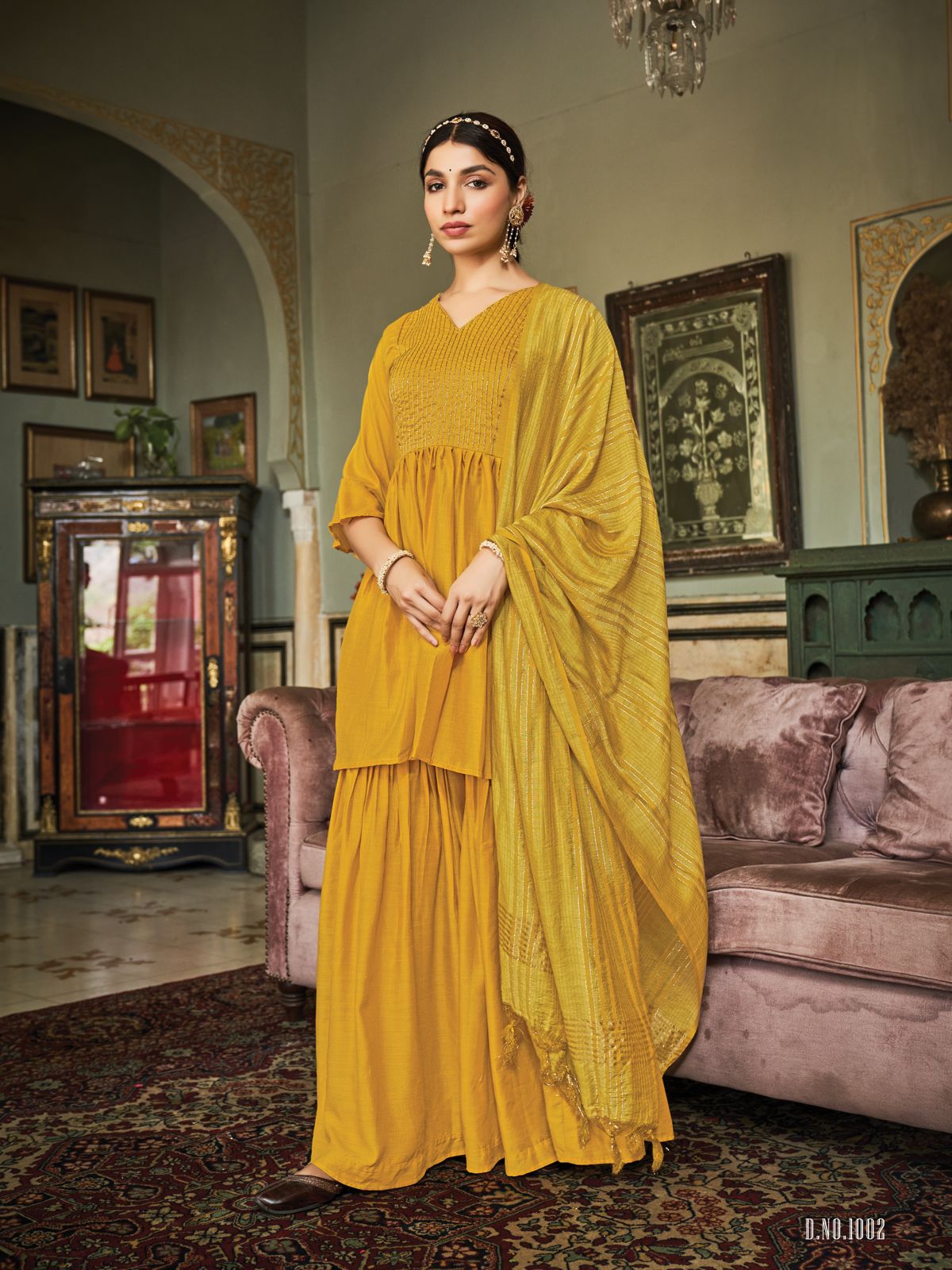 NAKKASHI Heavy Wedding Wear Fancy Designer Chinnon Silk Readymade Suit Collection